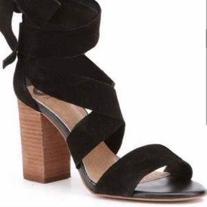 New black suede tie up Gianni Bini heels